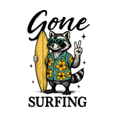 Gone Surfing Raccoon – Grappig Zomervakantie T-shirt